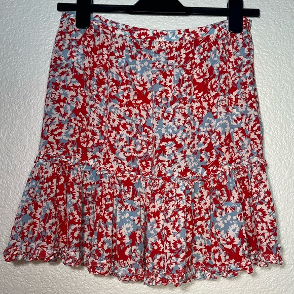 Paloma Blue 100% silk ruffle floral mini skirt, size small - Picture 1 of 5